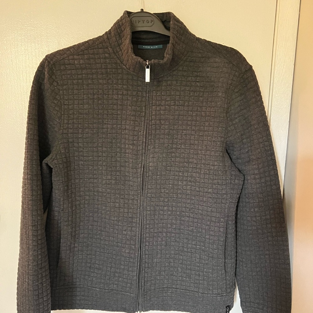 Perry Ellis Gray Textured Zip-Up Jacket